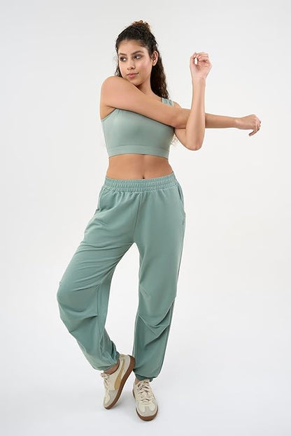 DCYPHR Women's Lightweight Terry Studio Pants -Ice Green