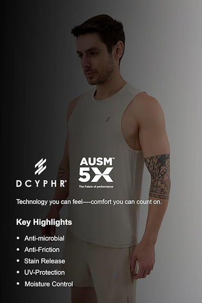 DCYPHR Men's AUSM5X™ Mesh Tank Top- Ivory Mist