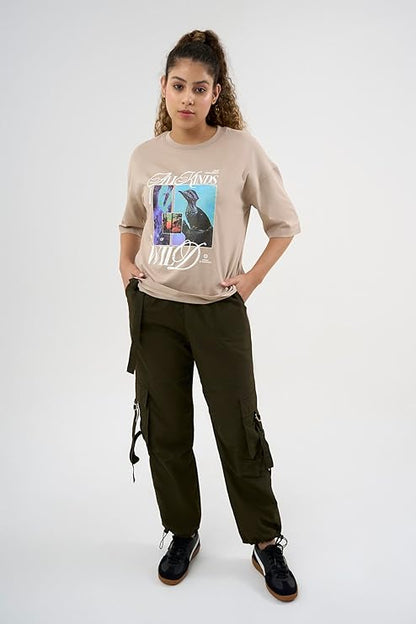 DCYPHR Discovery Women's All Kinds Wild Graphic Tee- Dune Earth