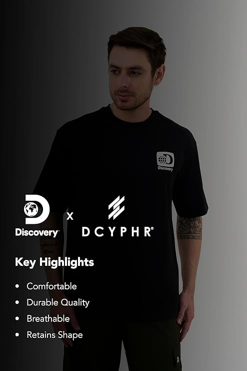 DCYPHR Discovery Men's Retro Graphic Tee- Black