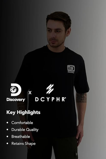 DCYPHR Discovery Men's Retro Graphic Tee- Black