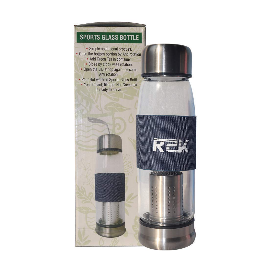 R2K Stainless Steel Outdoor Bottle, Green Tea Infuser, Green Tea Maker Bottle (Silver)