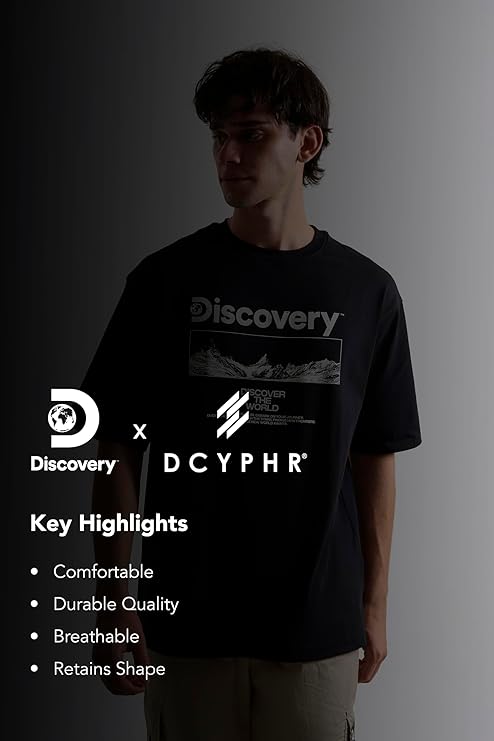 DCYPHR Discovery Men's Moon Explorer Graphic Tee- Black