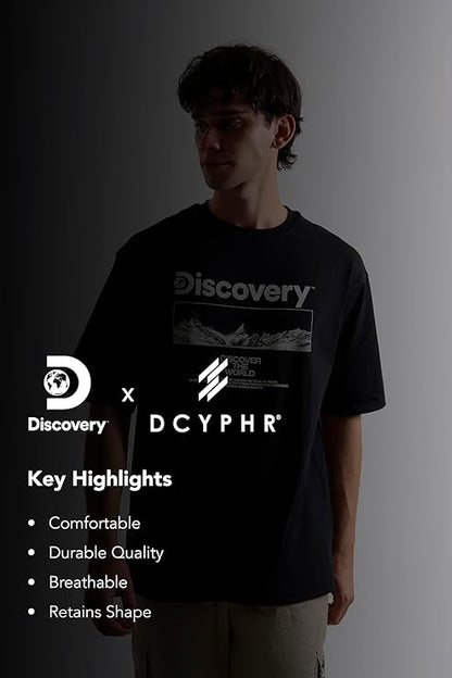 DCYPHR Discovery Men's Moon Explorer Graphic Tee- Black