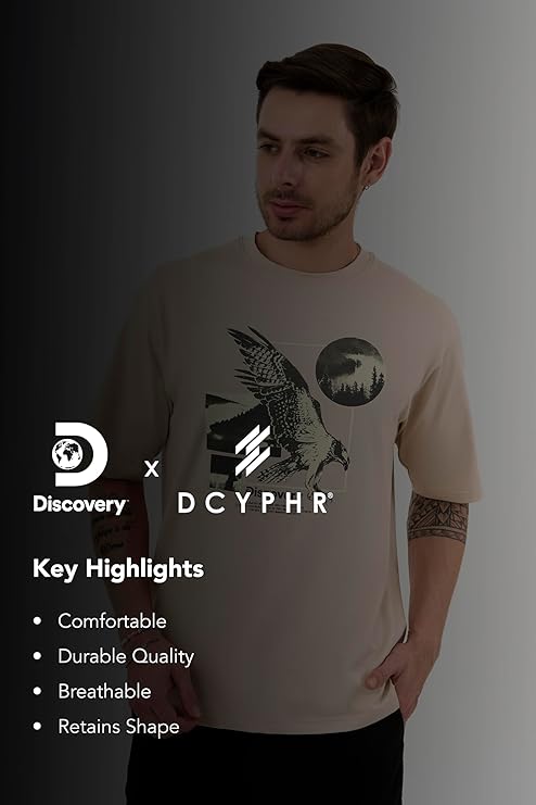 DCYPHR Discovery Men's World Explorer Graphic Tee- Ivory Mist