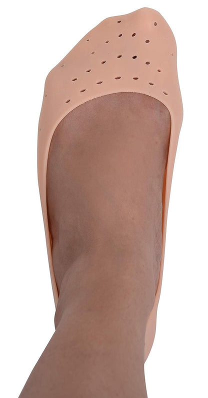 Steelbird R2K Anti Crack Full Length Silicone Foot Protector Moisturizing Beige Socks For Foot-Care And Heel Cracks (Beige)