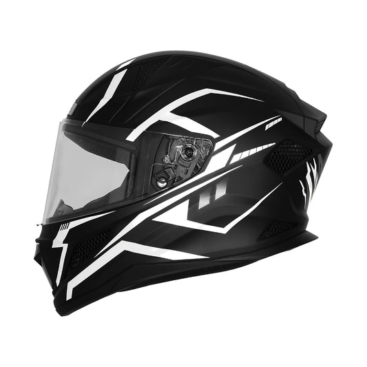 Steelbird SBH-25 Rudra Vayu ISI Certified Full Face Graphic Helmet for Men Motorbike Helmet (Glossy Black Grey)