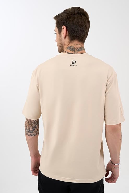 DCYPHR Discovery Men's World Explorer Graphic Tee- Ivory Mist
