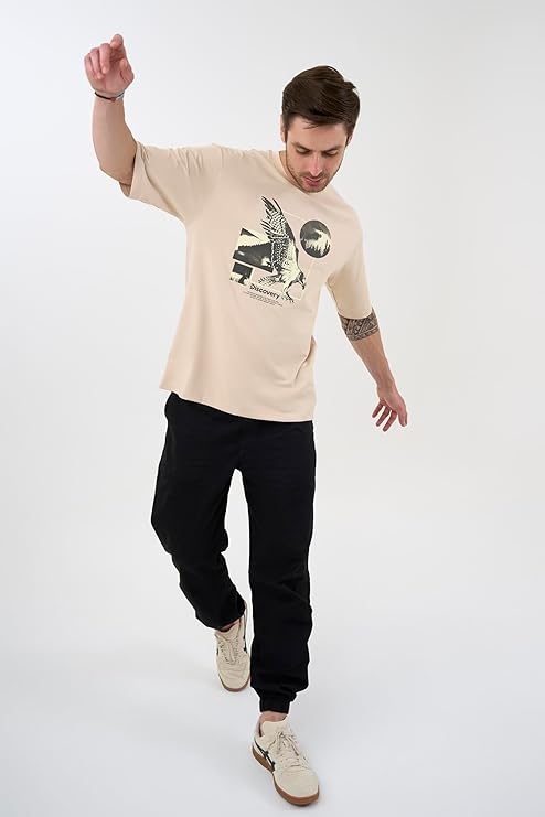 DCYPHR Discovery Men's World Explorer Graphic Tee- Ivory Mist