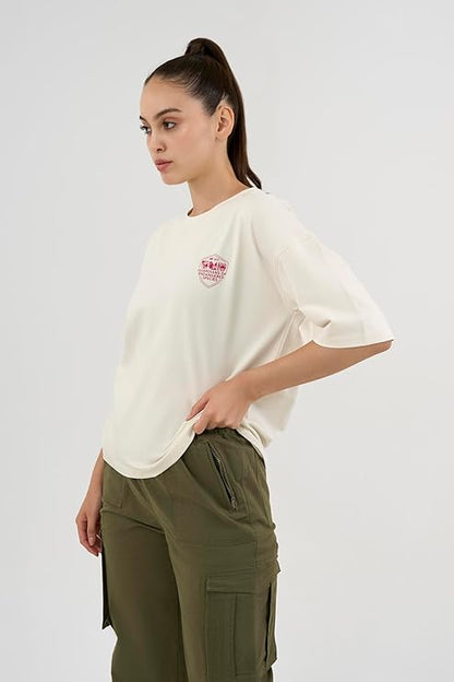 DCYPHR Discovery Women's Galapagos Penguin Graphic Tee- Off-White