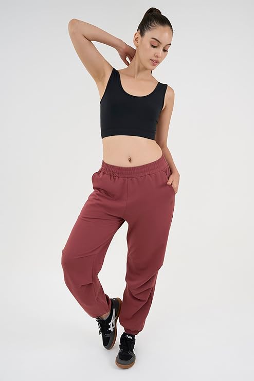 DCYPHR Women's Lightweight Terry Studio Pants- Rose Wood