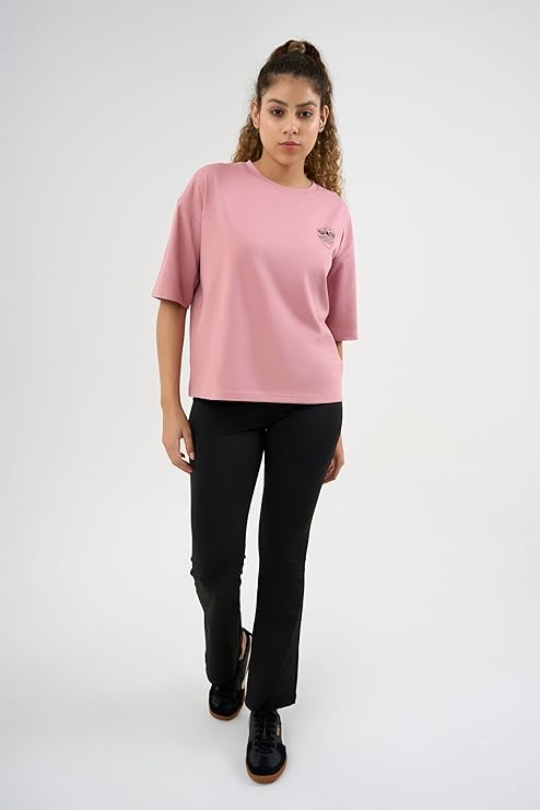 DCYPHR Discovery Women's Snow Leopard Graphic Tee- Dusk Pink
