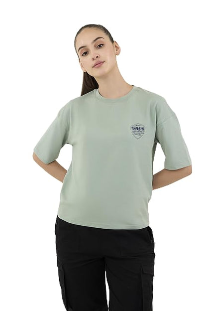DCYPHR Discovery Women's Blue Whale Graphic Tee- Ice Green