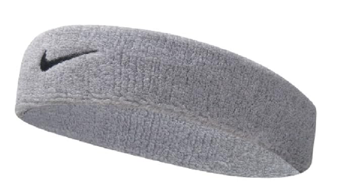 Refurbished NIKE UNISEX SWOOSH CLASSIC HEADBAND, OSFM (GREY HEATHER/BLACK)