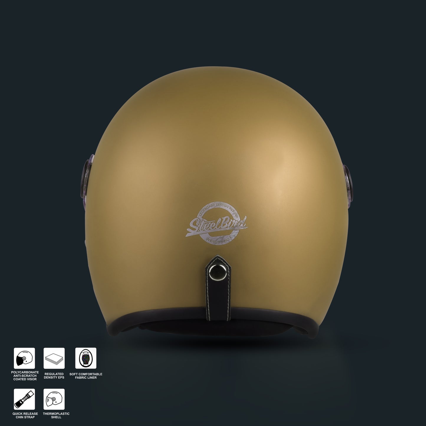 Steelbird SBH-54 Retro ISI Certified Open Face Helmet for Men and Women (Matt Desert storm)