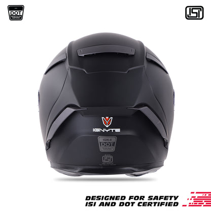 Ignyte IGN-4 ISI/DOT Certified Full Face Helmet with Outer Anti-Fog Clear Visor and Inner Smoke Sun Shield