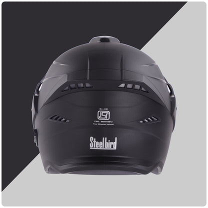 Steelbird SBH-23 Brutal ISI Certified Open Face Helmet (Dashing Black with Clear Visor)