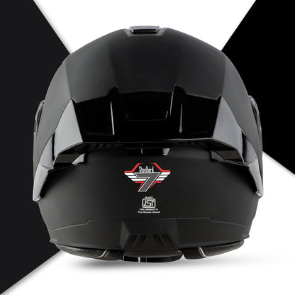 Steelbird SBA-8 7Wings ISI Certified Flip-Up Helmet for Men and Women (Matt Black with Smoke Visor)