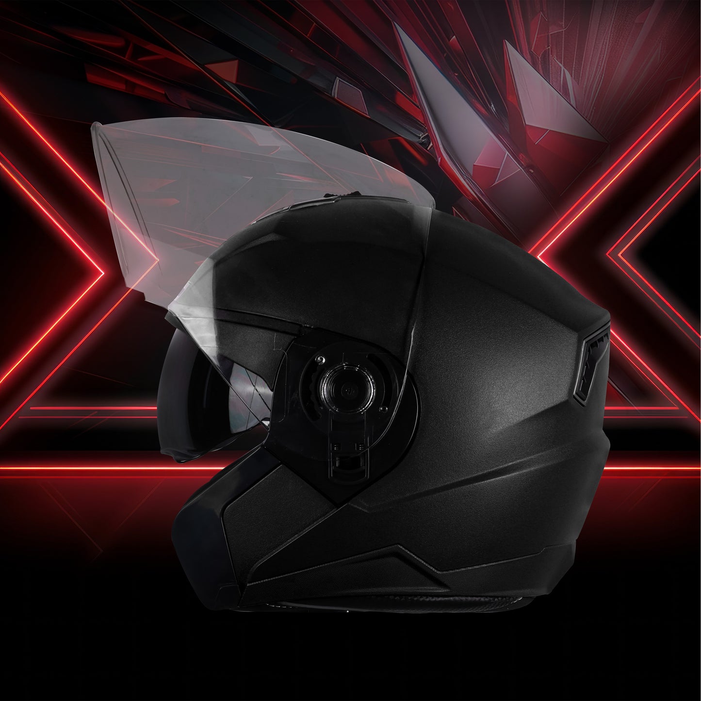 Steelbird SBA-9 7Wings  ISI Certified Open Face Helmet for Men and Women with Inner Smoke Sun Shield (Dashing Black)
