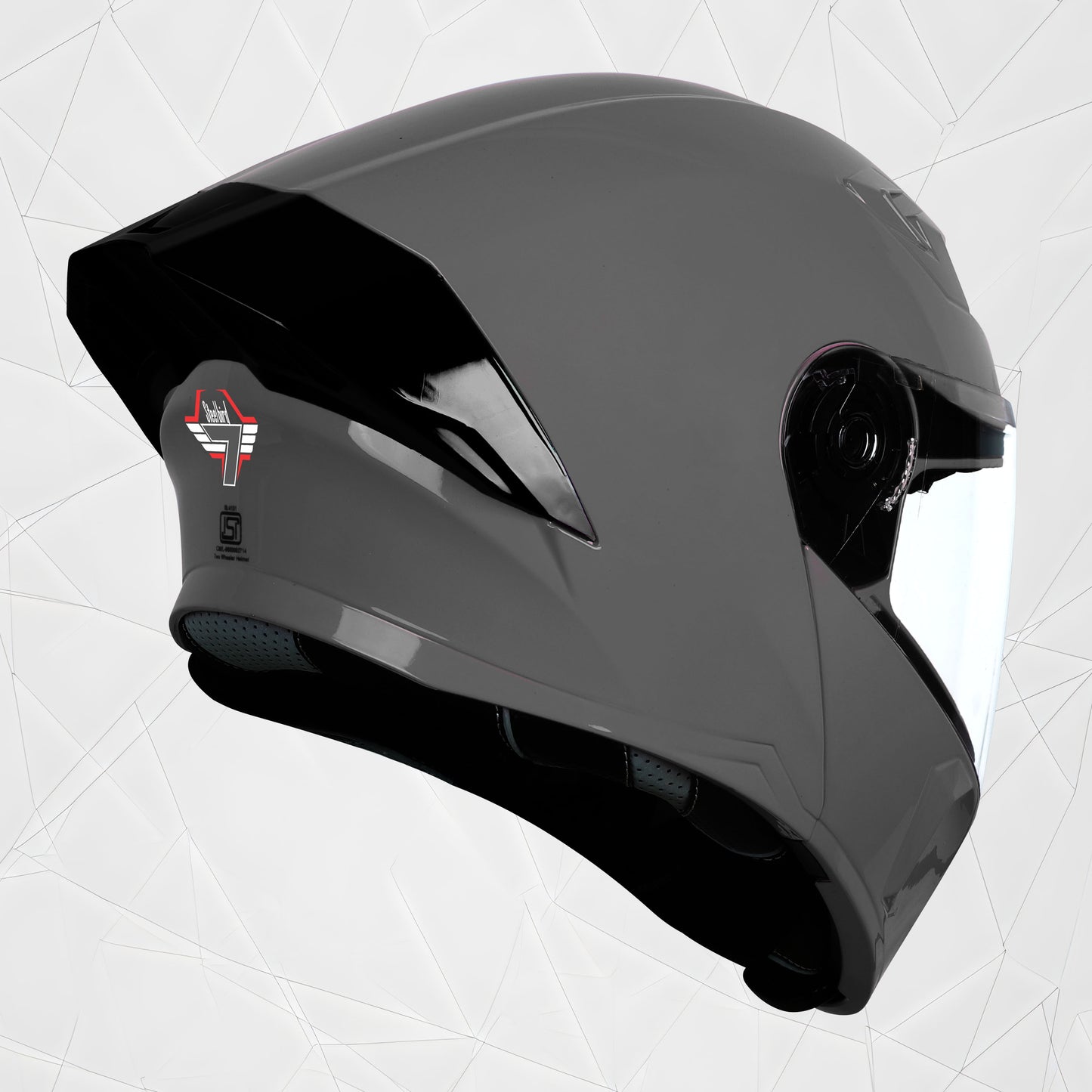 Steelbird SBA-20 7Wings ISI Certified Flip-Up Helmet with Black Spoiler for Men and Women (Glossy H. Grey with Clear Visor)