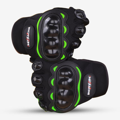 Refurbished Steelbird GT-01 Full Finger Bike Riding Gloves with Touch Screen Sensitivity at Thumb and Index Finger, Protective Off-Road Motorbike Racing (Green)