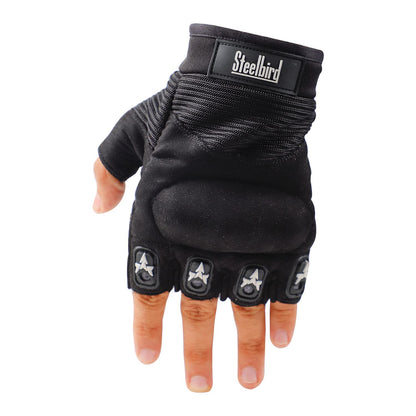 Refurbished Steelbird Half Finger Bike Riding Gloves, Protective Off-Road Motorbike Racing