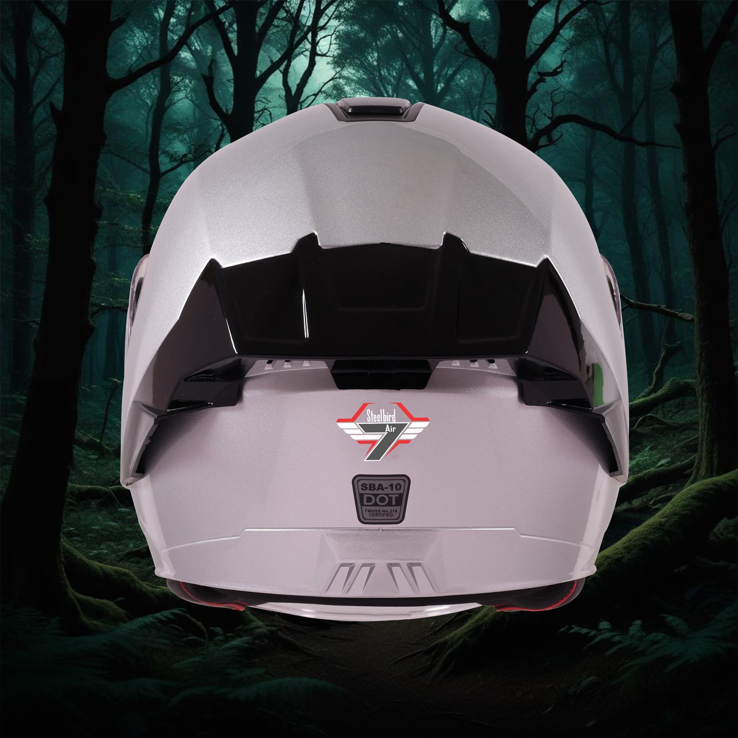 Steelbird SBA-10 7Wings ISI Certified Open Face Helmet for Men and Women with Inner Smoke Sun Shield (Glossy Silver)