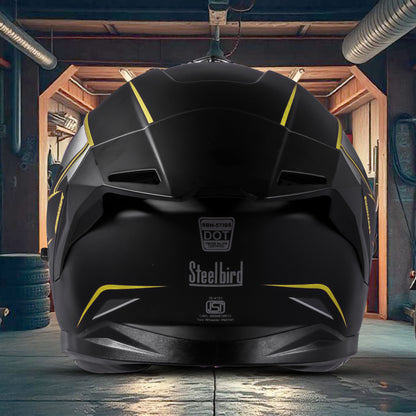 Steelbird SBH-57 Carbon Fighter ISI and DOT Certified Full Face Helmet for Men and Women (Glossy Black Neon).