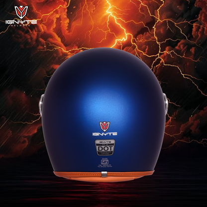 IGNYTE IGN-58 Solid ISI/DOT Certified Open Face Helmet for Men and Women (Glossy Armada Blue)