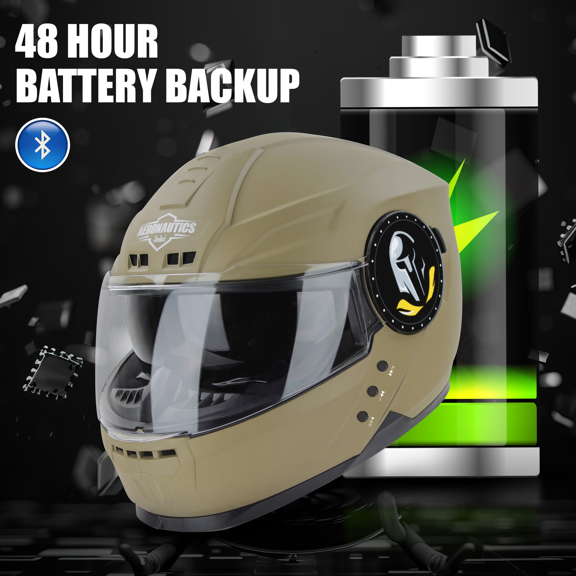 Steelbird Bluetooth Full Face ISI Certified Helmet for Men with