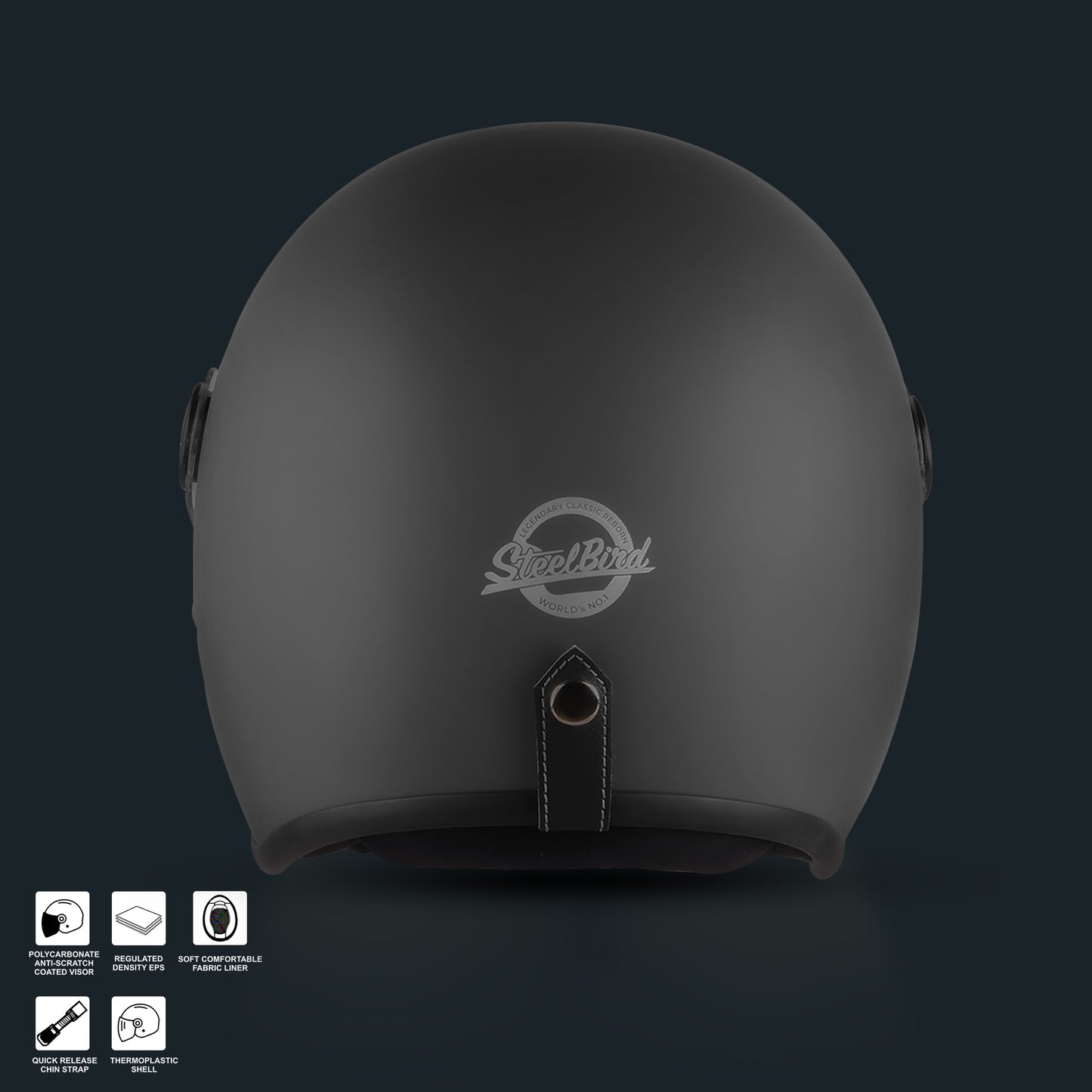 Steelbird SBH-56 Retro ISI Certified Open Face Helmet for Men and Women (Matt Honda Grey)