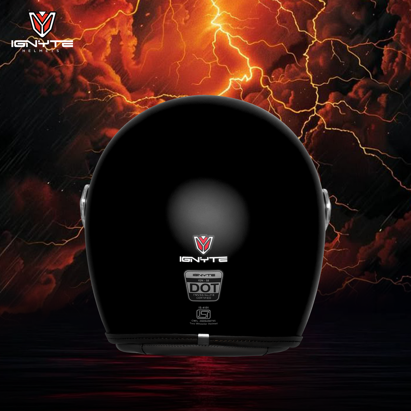 IGNYTE IGN-58 Solid ISI/DOT Certified Open Face Helmet for Men and Women (Glossy Black)