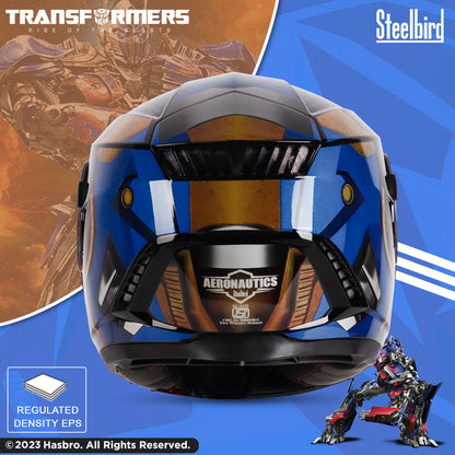 Steelbird SBH-40 Transformers Optimus Prime ISI Certified Full Face Graphic Helmet for Men and Women with Inner Smoke Sun Shield (Glossy Black Copper)