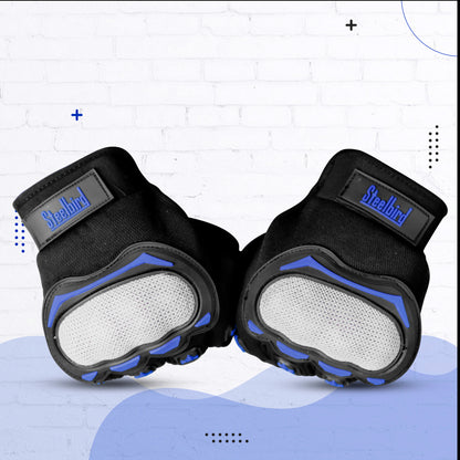 Refurbished Steelbird Experience 1.0 Reflective Full Finger Bike Riding Gloves with Touch Screen Sensitivity at Thumb and Index Finger, Protective Off-Road Motorbike Racing (Black Blue)
