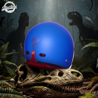 Steelbird SBH-67 Retro 5.0 ISI and DOT Certified Open Face Helmet for Men and Women (Glossy Yamaha Blue)
