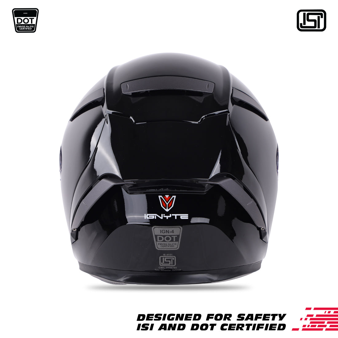 Ignyte IGN-4 ISI/DOT Certified Full Face Helmet with Outer Anti-Fog Clear Visor and Inner Smoke Sun Shield