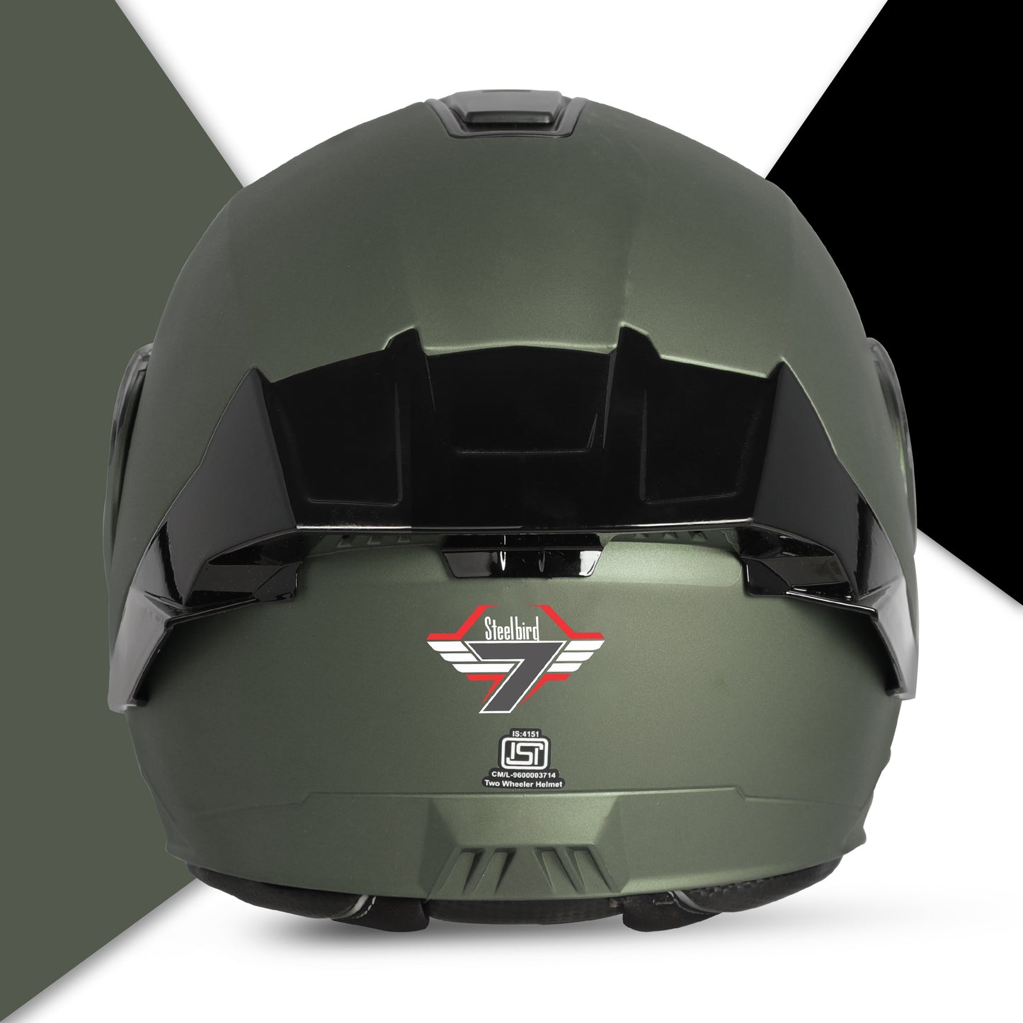 Steelbird SBA-8 7Wings ISI Certified Flip-Up Helmet for Men and Women (Matt Battle Green with Smoke Visor)