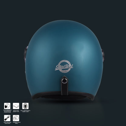 Steelbird SBH-54 Retro ISI Certified Open Face Helmet for Men and Women (Matt Squadron Blue)