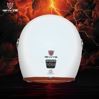 IGNYTE IGN-58 Solid ISI/DOT Certified Open Face Helmet for Men and Women (Glossy White)