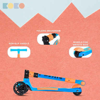 Refurbished Koko Rusty Kick Scooter with Adjustable Height and Portable, Kids Scooter with PVC Wheels for Age 3+ (Max User Weight: 40kg)(Blue)