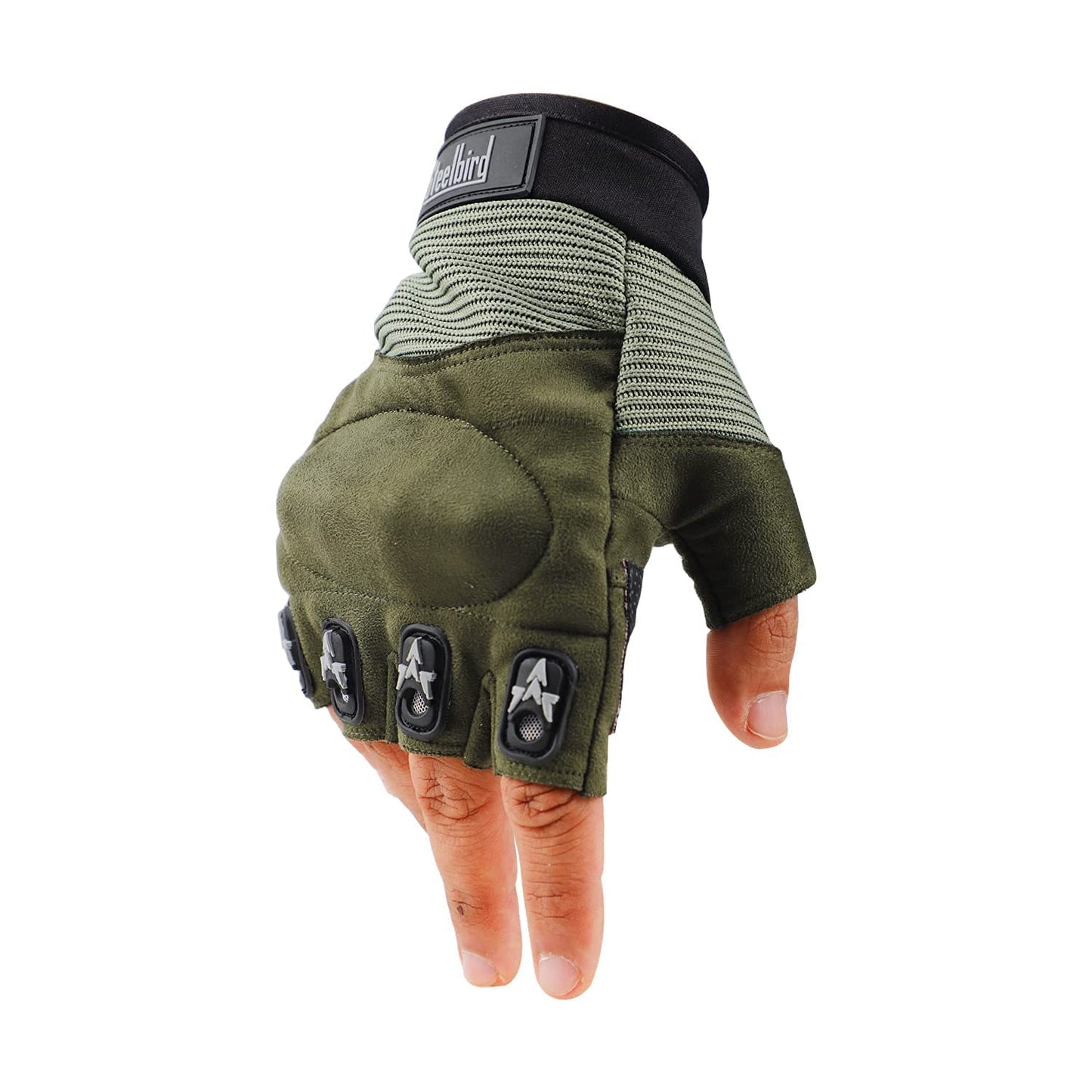 Refurbished Steelbird Polyester Protective Off-Road Motorbike Racing , Cycling Half Finger Bike Riding Gloves (Green)