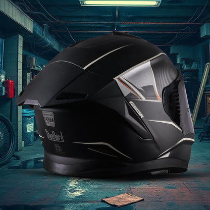 Steelbird SBH-57 Carbon Fighter ISI and DOT Certified Full Face Helmet for Men and Women (Glossy Black White).