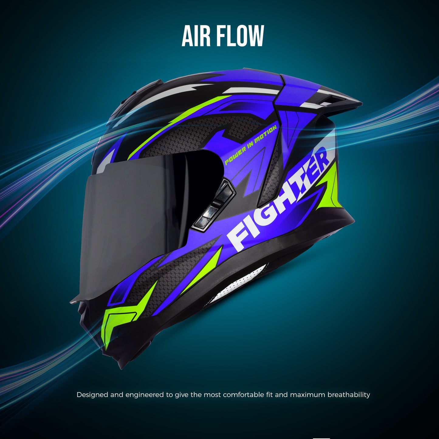 Steelbird SBH-57 Fighter F7 ISI and DOT Certified Full Face Graphic Helmet for Men and Women with Inner Silver Sun Shield (Glossy Black Blue)