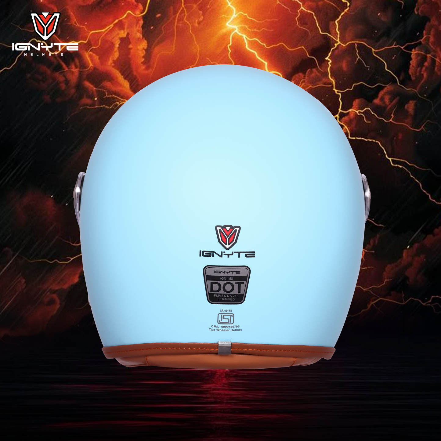 IGNYTE IGN-58 Solid ISI/DOT Certified Open Face Helmet for Men and Women (Glossy Redditech Blue)