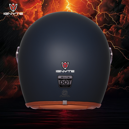 IGNYTE IGN-58 Solid ISI/DOT Certified Open Face Helmet for Men and Women (Glossy Dull Slate)