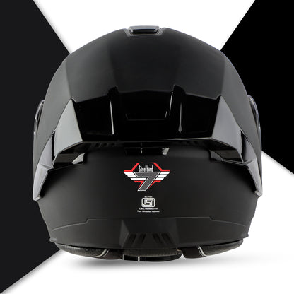 Steelbird SBA-8 7Wings ISI Certified Flip-Up Helmet for Men and Women with Inner Smoke Sun Shield (Matt Black)