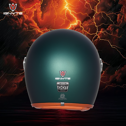 IGNYTE IGN-58 Solid ISI/DOT Certified Open Face Helmet for Men and Women (Glossy Deep Green)