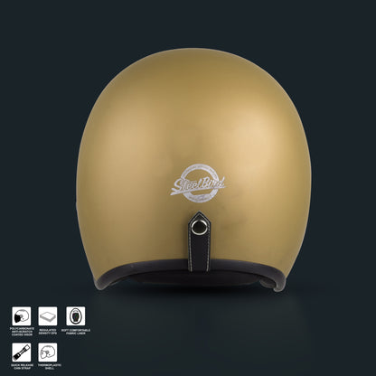 Steelbird SBH-55 Retro ISI Certified Open Face Helmet for Men and Women (Matt Desert storm)