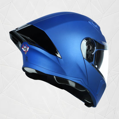 Steelbird SBA-20 7Wings ISI Certified Flip-Up Helmet with Black Spoiler for Men and Women with Inner Smoke Sun Shield (Glossy Y. Blue)