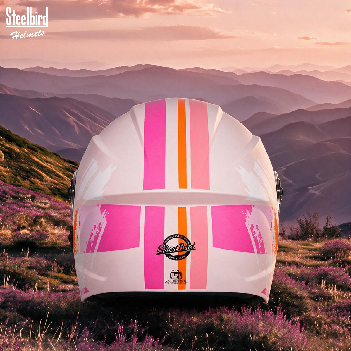 Steelbird SBH-80 Fairy FR8 ISI Certified Open Face Graphic Helmet for Women (Glossy Coral Peach Pink with Smoke Visor)